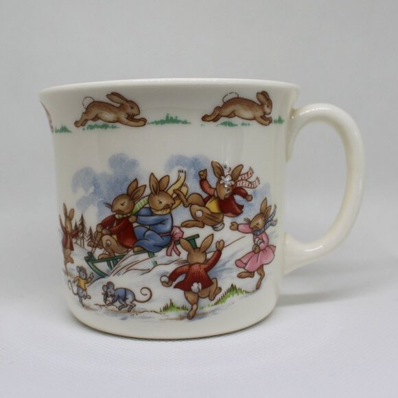 Royal Doulton Bunnykins Mug – Winter Scene – Vintage Nursery Cup - Picture 1 of 4